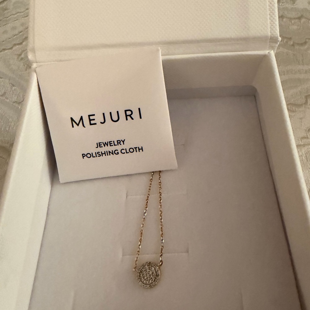 Large Pave Diamond Round Necklace - Picture 3 of 3